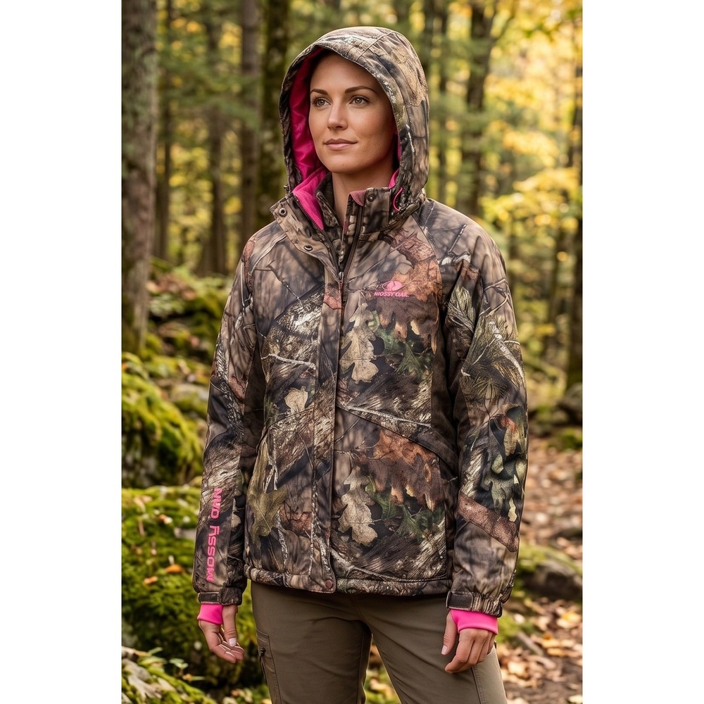 Mossy Oak Break-Up Country Camo Pink Hooded Hunting Jacket Women XL TKFW42262MO‎